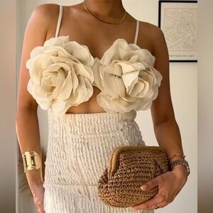 Asos design textured maxi dress with corsages US 8